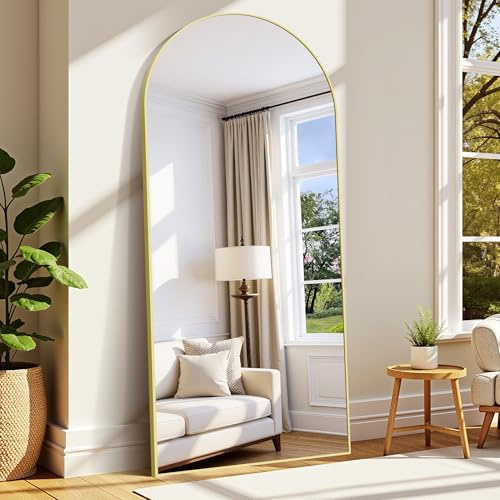 WOLIBEER Specchio a Figura Intera 192 x 85 cm, Grande Specchio da Terra con Cornice in Alluminio Dorato, per Camera da Letto Cameretta Soggiorno Spogliatoio