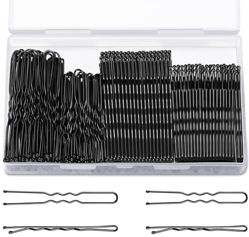TsMADDTs Bobby Hair Pins Kit, 200 pcs U Shaped Bobby Pins Black for Women, Ballet Buns with Box, 2.4in and 2in