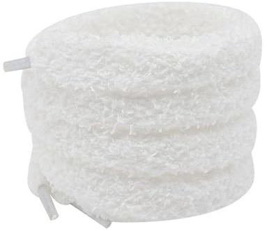 XIANMY Lacets en Peluche pour Chaussures Plates et moelleuses 1,5 cm Cordons de Rechange pour Baskets Chaussures de Sport Chaussures décontractées Bottes 120 cm Blanc