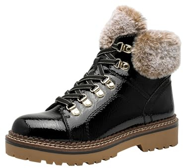 Tamaris WL Lace Boot 1-26264-43 Bottes de neige pour femme Noir Brevet Taille 39 EU, Imprimé noir, 39 EU
