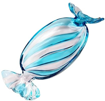 ZEPFJHE Plato de cristal para dulces de Navidad, bandeja para servir postres, galletas, aperitivos, platos de postre, centros de mesa, decoración de cristal, colorido plato de caramelos
