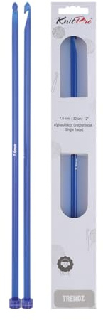 Knit Pro KP51405 7 mm Single Ended Tricot/Afghan Crochet Hook, Multi-Colour