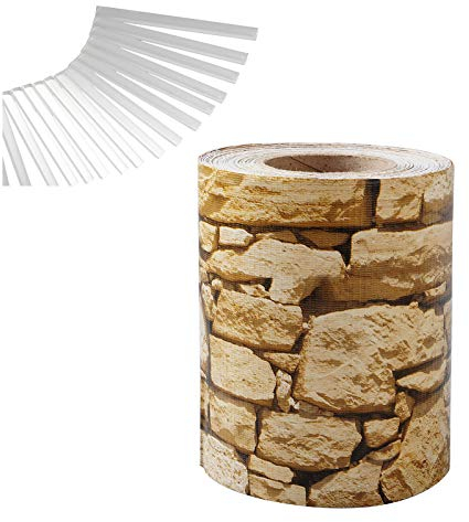 Lestarain Sichtschutzstreifen Stabmattenzaun Sichtschutzfolie PVC 25 Stücke Klemmenclips für den Gartenzaun,Balkon 19cm x 35 m,Sandstein