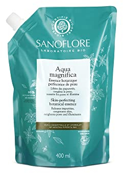 Sanoflore Recharge Aqua Magnifica, Lotion Tonique Bio Purifiante, 400 ml, Pour Peaux Sensibles, Mixtes et Grasses