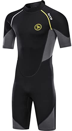 ZCCO, Herren-Neoprenanzüge 1,5/3 mm Premium Neopren, Rückenreißverschluss, kurzärmeliger Taucheranzug für Spearfishing, Schnorcheln, Surfen, Kanufahren, Taucheranzüge (1.5mm, S)