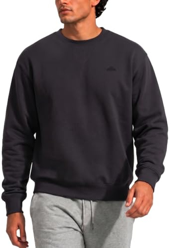 Iron Mountain Återvunnet garn för män miljövänligt anti-noppor flexibel bekväm sweatshirt med rund hals mjuk fleece topp tröja, kolmärg, X-Large
