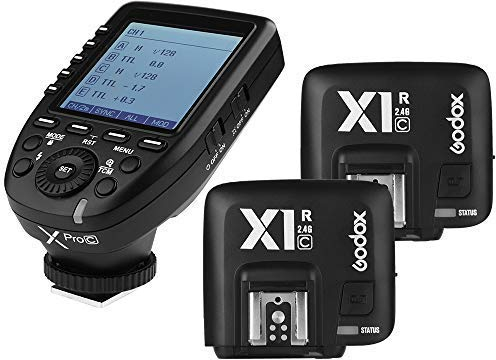 Godox Xpro-C Flash Trigger mit 2*X1R-C Blitzempfänger Auslöser Wireless X System 32 Kanäle 16 Gruppen Unterstützung TTL Autoflash 1/8000s HSS Kompatibel mit Canon Kamera (Godox Xpro-C)