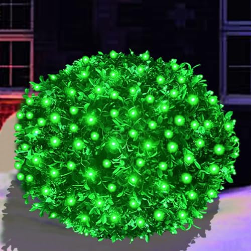 HISHINY Christmas Net Lights Outdoor, 5ftx5ft 100LED Green Wire, Connectable Bush Mesh Net Lights String for Christmas,St. Patrick's Day Party,Shrub,Yard,Tree (Green)