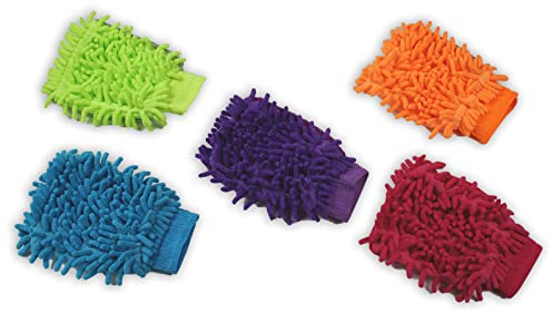 Aquariumpflanzen.net 5 x Set Microfaser Mikrofaser Putzhandschuh Autowaschhandschuh