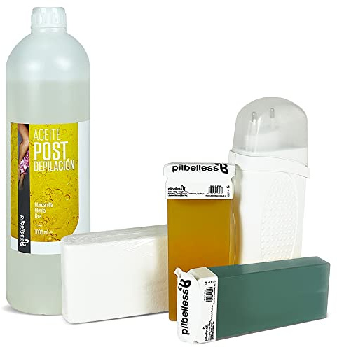 Kit Depilación Roll On Calentador + 2 Cartuchos Cera + 100 Bandas + Aceite
