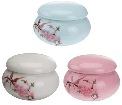 UPKOCH 3pcs Lipstick Storage Tank Mini Ceramic Jar Lid for Powder Tea Canisters Porcelain Jars Cosmetic Storage