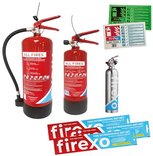 Firexo Pacchetto sicurezza antincendio per proprietari di grandi proprietà - Pacchetto estintore multiuso per TUTTI GLI INCENDI