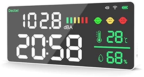 Yuattory TUYA Wifi Digital Decibel Sonómetro Monitores de Temperatura y Humedad LED Pantalla Grande Decibelímetro