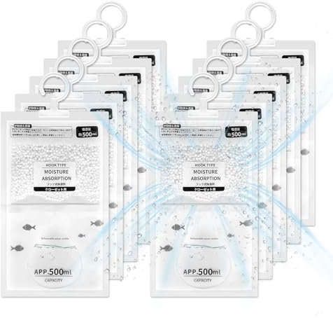 Luftentfeuchter Hängetaschen 10 Packungen 500ML,Kleiderschrank Feuchtigkeitsabsorber,Hänge-Luftentfeuchter,Luftentfeuchter Granulat für Keller, Schlafzimmer, Waschräume, Beseitigen unangenehme Gerüche