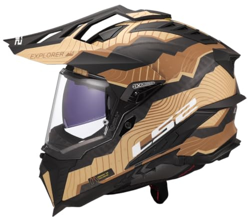 LS2, Casco Moto Cross Explorer Carbon Trick Matt Brown Sand, M