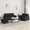 Brokky 3-TLG. Sofagarnitur mit Kissen Schwarz Kunstleder Mini Sofa Recamiere Mit Schlaffunktion