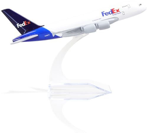 QIYUMOKE 1/400 A380 Modèle d'avion en Métal Moulé sous Pression pour FedEx A380 avec Support (6 Pouces) Kit de Modèle d'avion en Alliage pour Les Passionnés d'Aviation