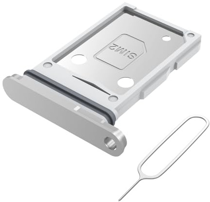 MMOBIEL Dual SIM-kortfack kompatibel med Samsung Galaxy S25 Edge – fack brickhållare – dubbel SIM-korthållare ersättning – inkl. Borttagningsverktyg och vattentät gummiring – silver