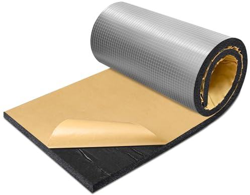 TroyStudio Sound Proof Closed Cell Foam, Self-Adhesive 13 x 39 Heat Shield Acoustic Rubber Foam Sheet - Waterproof Noise Vibration Thermal Insulation Roll for Home, Car, HVAC, Pipe, Machine