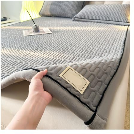 Mswborml Pieghevole Materasso Futon Pieghevole Giapponese, Trapuntato Materasso Giapponese Tatami, Antiscivolo Materasso da Pavimento Arrotolabile da Letto/Soggiorno/Tappetino,D,200x220cm/79x86in