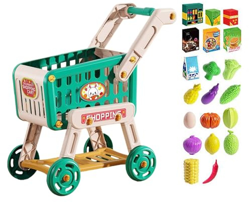 Caddie pour | Jouet Caddie avec Cuisine pour ,Jouets Cuisine Nourriture Jouet Activités Éducatives Maternelle Jeux Interactifs Garçons Filles Maison Fête