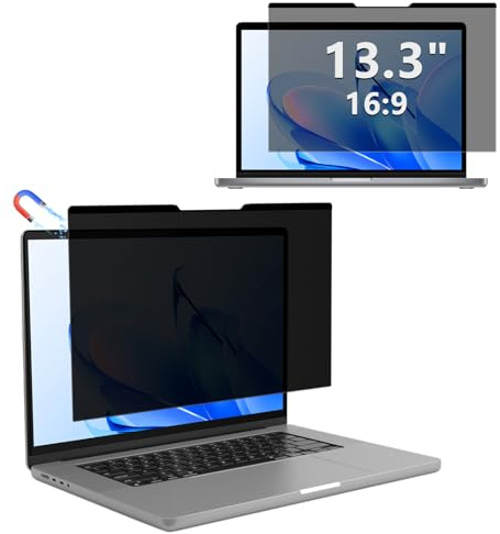 CeiBand Filtro Privacy 13,3 Pollici, 16:9, [Magnetico] Anti Luce Blu Pellicola, Rimovibile, Anti-Spia Pellicola Filtro Schermo Privacy per 13,3 Laptop per Dell/Acer/Lenovo/ThinkPad/Asus/Sony