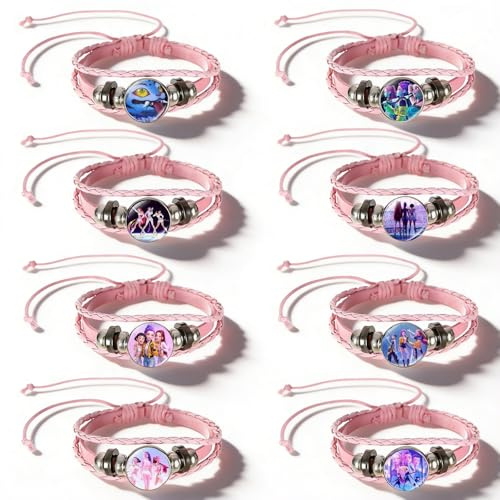 Shyllin 8 st anime vänskapsarmband, flätat läderarmband, demon- och jägartema, för anime-älskare, lämpligt som samlarobjekt och presenter