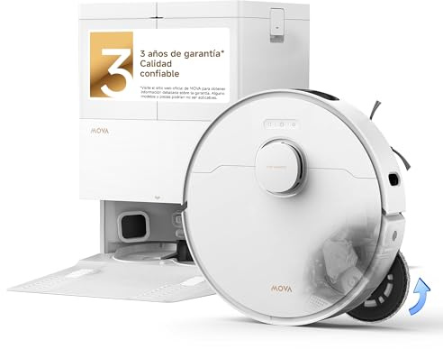 MOVA E50 Pro Ultra, robotdammsugare med automatisk underhållsstation | Sug 30 000 Pa, tvätt i varmt vatten 100 °C, självrengörande station.