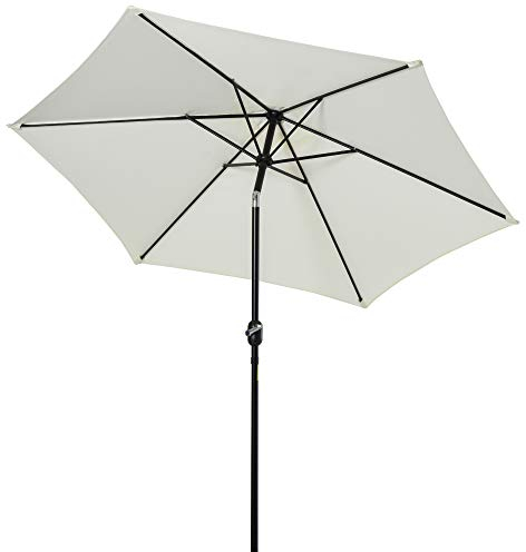 Outsunny Parasol droit parasol inclinable de jardin balcon terrasse manivelle toile polyester imperméabilisée haute densité 180 g/m² Ø2,6 x 2,35H m aluminium crème