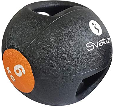 Sveltus Médecine Ball 6kg Avec Poignées Medizinball, schwarz/orange, (poids disponibles: 4, 6, 8 et 10 kg) (6)