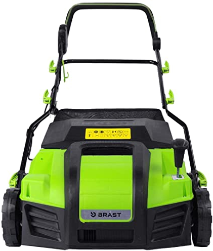 BRAST scarificateur électrique - 1800W largeur de travail 40cm, 2en1 rouleau scarificateur et aérateur, bac 55l - 3 MODÈLES diff. puissances - confortable à manier - scarificateur gazon électrique