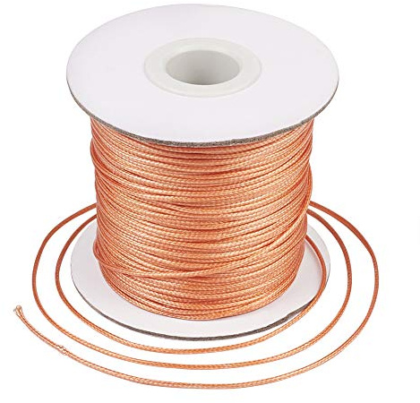 Craftdady 85 yard/rulle 1 mm rund vaxad polyestertråd tråd pärlsnöre spole för smyckestillverkning, korall
