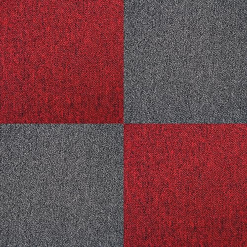 Carpet Tiles Commercial Hard Wearing Heavy Duty Domestic Premium Office Home Flooring 50cm x 50cm Red Black Blue Sand Grey (Charcoal Black & Scarlet Red)