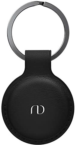 Nereides Hülle kompatibel mit Apple Airtag Anhänger, Airtags Schlüsselanhänger Leder Ganzkörper Kratzfest, Case für Air Tag mit Key Ring Schwarz