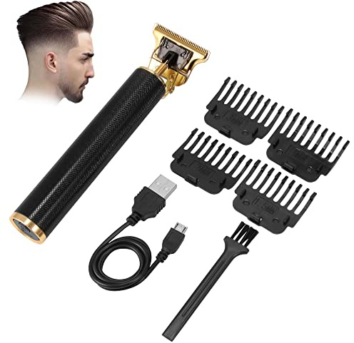 BA-BOLING Recortadora de barba profesional con cuchilla en T inalámbrica para hombres, recargable, sin huecos, recortadora de corte de pelo, kit de aseo eléctrico para viajes de negocios, barbería