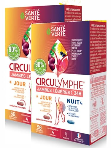 SANTE VERTE Circulymphe Jambes légères Jour Nuit 56 Comprimés - Pack 2 Mois 2 boites de 56 comp (2)