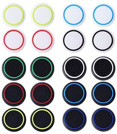 suchkawe 20PCS Colorful Thumbstick Caps Grip Accessory Set, Silicone Thumb Grip Cap Cover Joystick Protection Attachments, Compatible with PS5 PS4 PS3 PS2 Xbox 360 Switch Pro Xbox One Controllers