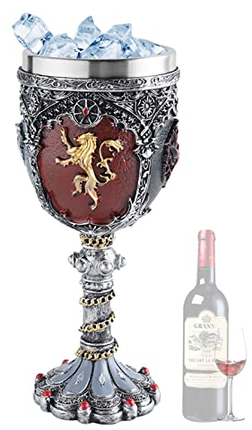 FIYSON Gobelet Vintage, calice medieval, gobelet à vin en acier inoxydable tasses médiévales Whisky coupe calice de gaufrage 3D Rétro Tasse pour la Décoration de Fête de Bar à la maison, 7x7x18cm