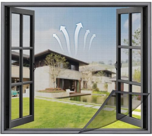 Fliegengitter Fenster Magnet,Fliegengitter für Fenster 120x160cm, Einfache Installation (Schwarz)
