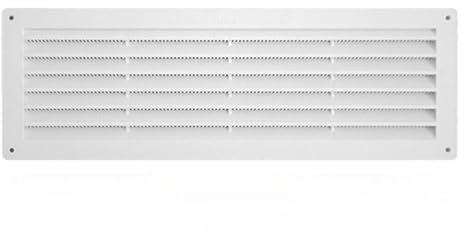 A2ZWORLD Rejilla de ventilación rectangular, rejilla de ventilación de plástico cuadrada, dotada de mosquitera, protección contra insectos, color blanco, fabricada en Italia (360 x 120 mm)