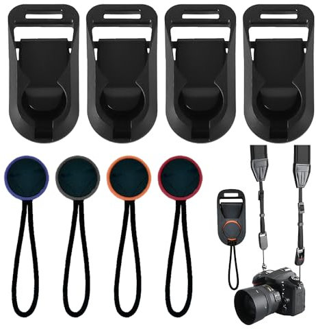 DAZZLUXE Correa de cámara de 4 piezas, correa de mano, correa de liberación rápida, correa de cámara con anillo en D, correa de doble cámara con cierre rápido, correa de cámara de liberación rápida,