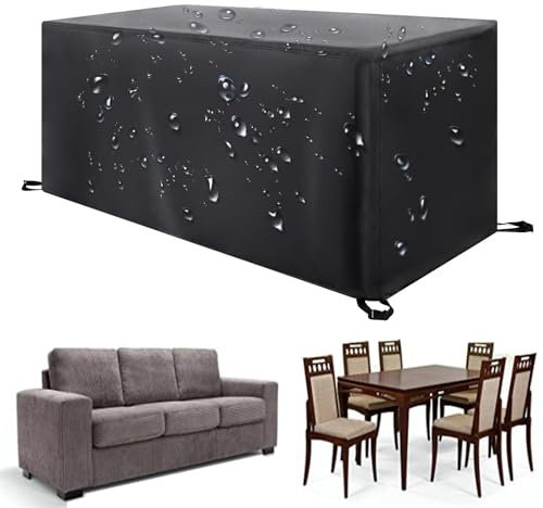 XDPBLM Funda Mesa Jardin - 135x90x75cm(LxWxH) Impermeable Tejido 420D Oxford Funda Protectora Muebles Jardin, Anti-UV, Funda Muebles Exterior Funda Protectora Jardin