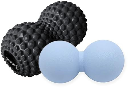 Lacrosse Massage Ball Therapy Trigger Point Ball Roller Peanut Massage Ball Set for Feet Myofascial Release Foot Lacross Ball 2 Pack for Back Deep Tissue Physical Therapy(2PCS,Black/Blue)