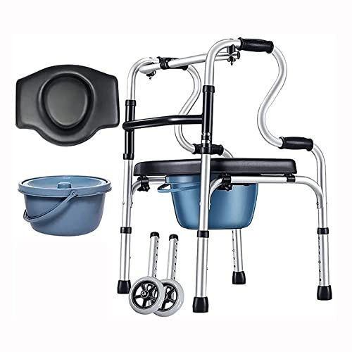 SaryEdge Sedia da Toilette Sedia da Toilette Pieghevole da Comodino, Sedie da Doccia per WC Regolabili in Altezza con braccioli e Secchio, Toilette per Sedia a Rotelle Antiscivolo(