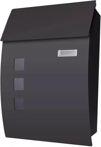 Housics Lockable Wall Mounted Steel Mailbox - Waterproof Outdoor Letter Box with Key Lock & 2 Keys, Easy Installation - Ideal for Home & Office, Large External Post Box & Letterbox Accessories