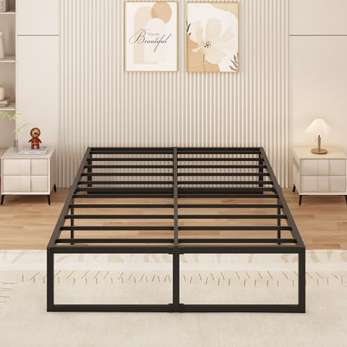 Yicensen Cama Matrimonio 160x200cm Metal Listones Acero Alt. 41 cm, Negra
