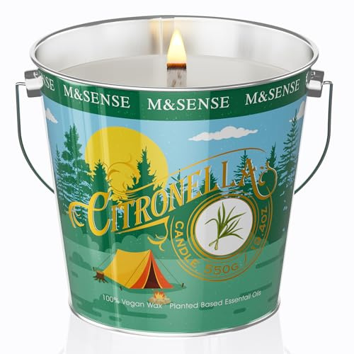 M&SENSE Citronella Pepparmynta Doftljus 550g – Utomhusljus för Sommar, Terrass & Camping – 110 Timmars Brinntid – Naturlig Sojavax