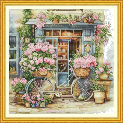 Craftstitch Kit per Ricamo a Punto Croce con Disegno Stampato, Completo di Filo e Ago - Ideale per Bambini e Principianti-Fioristi 4 56cm×56cm
