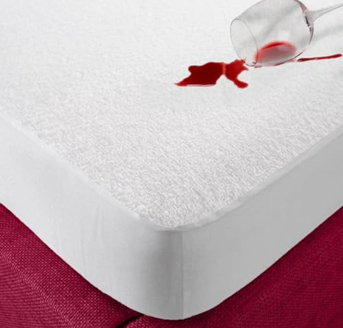 ECOBIZ 100% Waterproof Mattress Protector Double Bed 137x190 Extra Deep 40CM Fitted Skirt, Premium Cotton Terry Bed Wetting Protection, Non-noisy, Breathable, Hypoallergenic, Washable Sheet Cover
