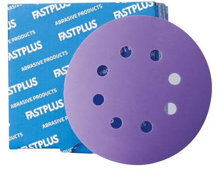 125mm Sanding Discs 60/80/120/150/180/220/320/400/600/800 Grit Purple Ceramic Film Sanding Disc 5 Inch 8 Hole Hook and Loop Sandpaper Wet Dry Orbital Sander Pads for Wood Metal Automotive, 50 Pack